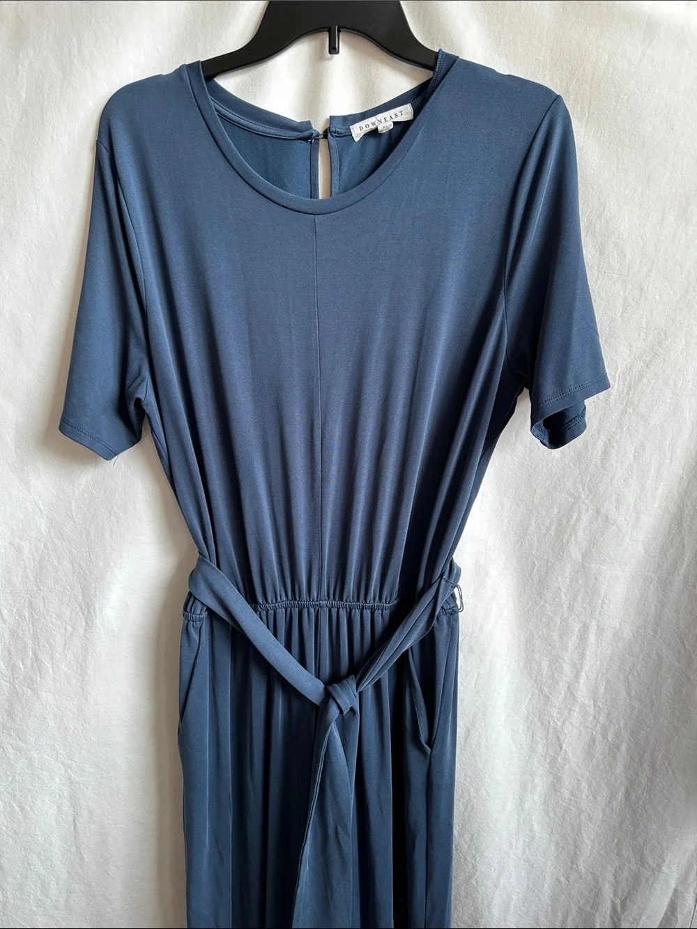 DownEast dusty blue jumpsuit with pockets, size XL